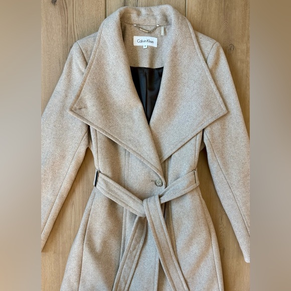 Calvin Klein Tan Wool Coat Size M - Picture 3 of 6